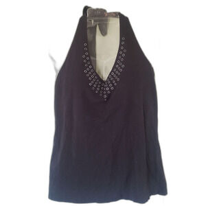 Apostrophe Black Embellished Tank Top Built‑in Bra Stretchy Womens Medium